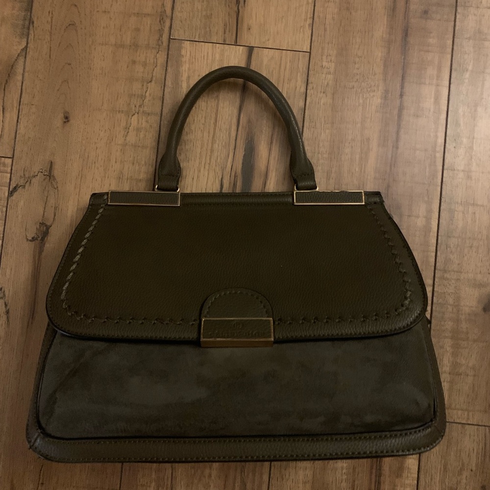 Celine Dion 10x13 Suede & Leather Brown Purse Shoulder Bag Used